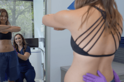 woman-doing-CoolSculpting-consultation